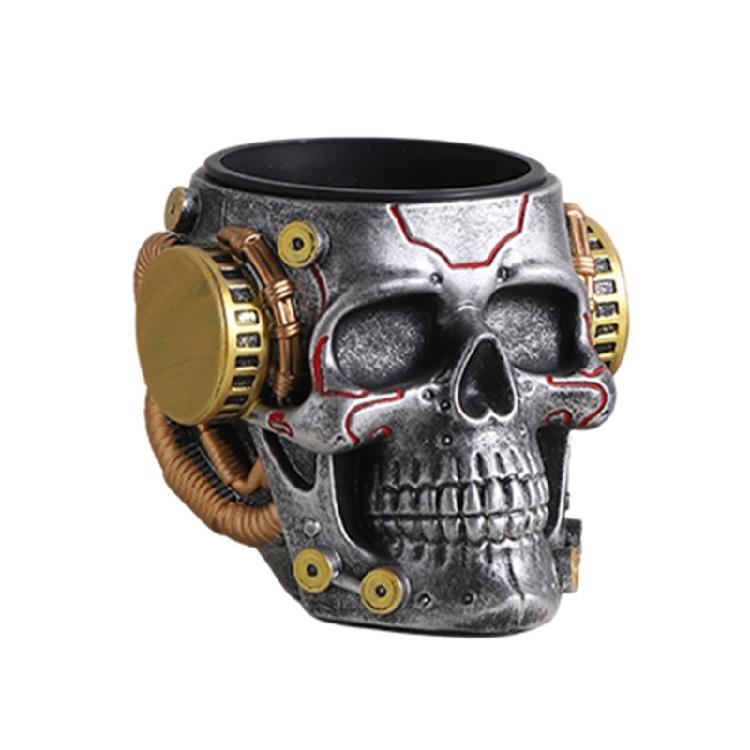 

Futuristic Skull Shaped Organizer With Detailed Craftsmanship Stylish Resin Desktop Accessory For Students 1