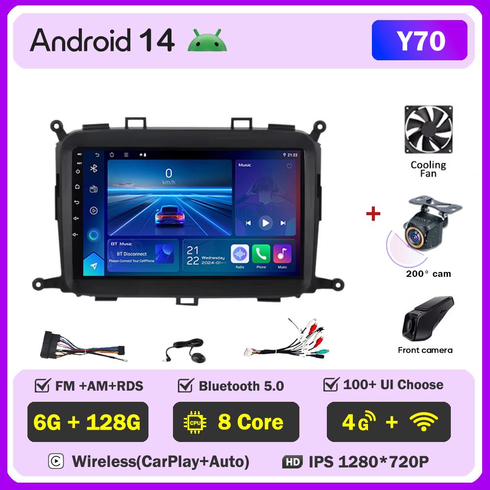 Android 14 For Kia Carens RP 3l 2013-2019 Car Multimedia Video Player Stereo Head Unit Intelligent Car Systems GPS Navigation