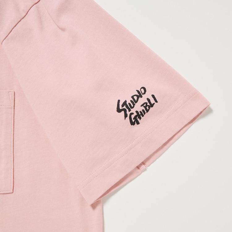 Uniqlo × Studio Ghibli Collaboration SS24 Embroidered Pattern Crew Neck Short Sleeve T-Shirt Unisex T-Shirt Pink 466799-10