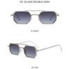 Fashion Metal Frame Polygonal Sunglasses Women Men Vintage Double-bridge Punk Sun Glasses Driving Goggles Retro UV400 Shades