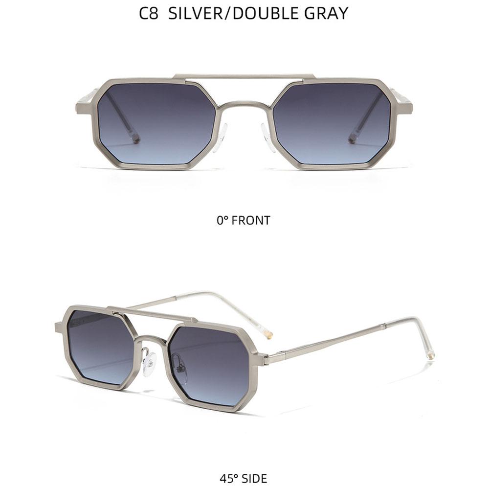 Fashion Metal Frame Polygonal Sunglasses Women Men Vintage Double-bridge Punk Sun Glasses Driving Goggles Retro UV400 Shades