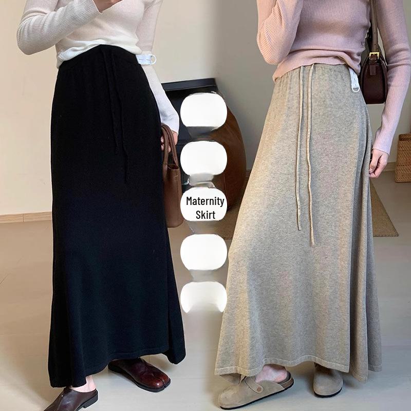 Tmall Quality Maternity Cashmere Knitted Autumn Skirt - Adjustable, Warm, and Comfortable