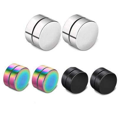 Korean Style Magnetic No-Pierce Round Ear Clips - Unisex Double-Sided Fake Studs