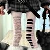 2000S Emo Style Tights Y2K Themed White Leggings with Piano Note Prints Harajuku Style Tights Cute Cosplay Socks