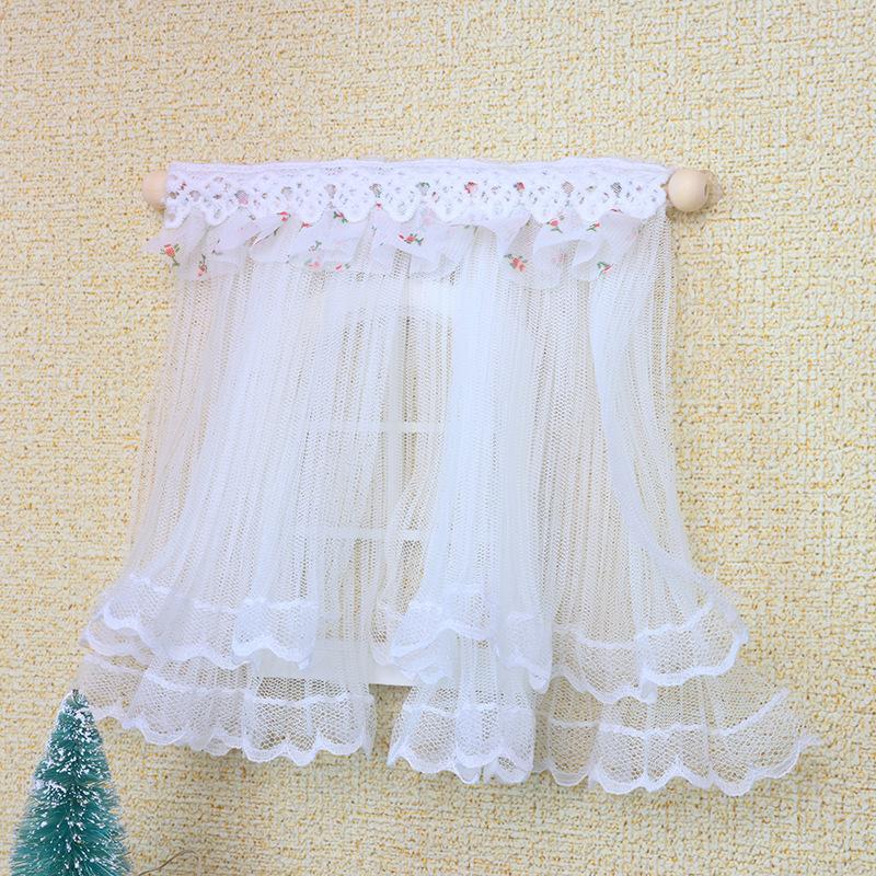 1/12 Dollhouse Lace Curtains Model Dollhouse Bedroom Living Room Decoration Dolls House Furniture Accessories Micro Scene Decor