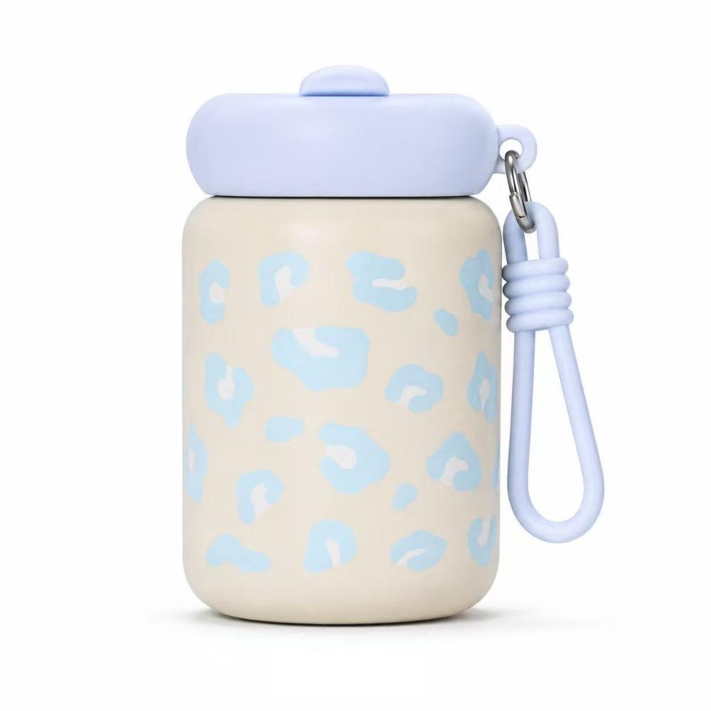 Leopard Print Straw Thermos Cup 360ml Drinking Water Cup Insulated Water Bottle Kitchenware