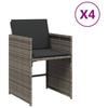 VidaXL Lot de 4 Chaises de Jardin avec Coussins, Sièges de Terrasse, Chaises de Balcon, Meubles de Patio Extérieur, Gris 4007457