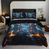 Tech Space Plaid Duvet Cover Set Breathable Polyester Machine Washable Perfect For All Seasons High-Definition Print Dormitory