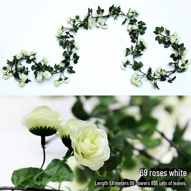 Silk and Plastic Roses Decorative Vines - Artificial Flowers for Weddings, Living Rooms, Home Ceilings, and Rattan Decor.