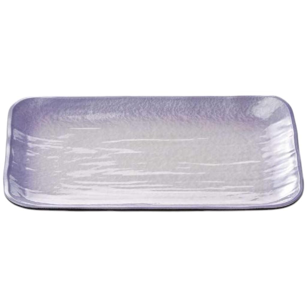 Premium Nigiri Sushi Long Rectangular Large Serving Gradient with Black Made in Japan J-Kitchens Plate, 3.5cm Plate, Aqua/Purple Lacquer,