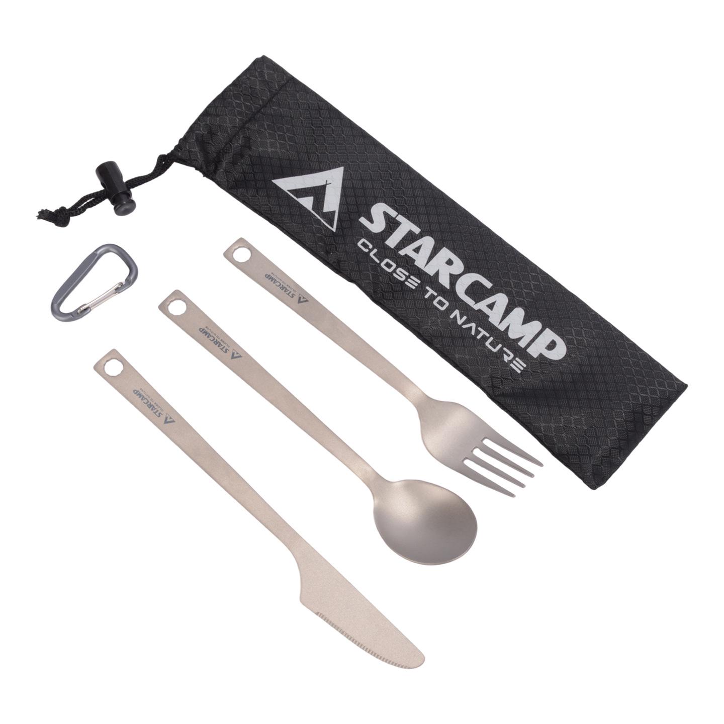 STARCAMP Titanium Camping Cutlery Set: Lightweight Knife, Fork & Spoon for Outdoor Picnics.