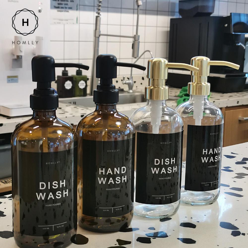 Homlly Hand & Dish Soap Glass Dispenser Refill Bottle (500ml) 2pcs