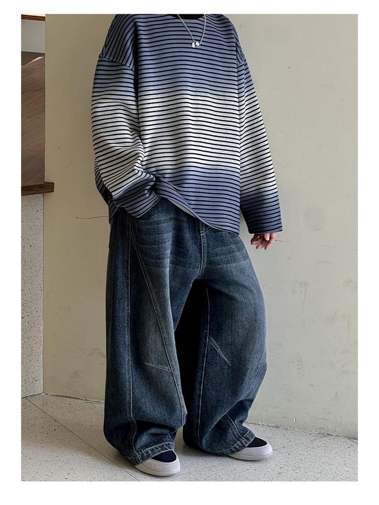 Felpa con maniche lunghe, girocollo, tie-dye a righe per ragazzi - Moda Autunno 2025