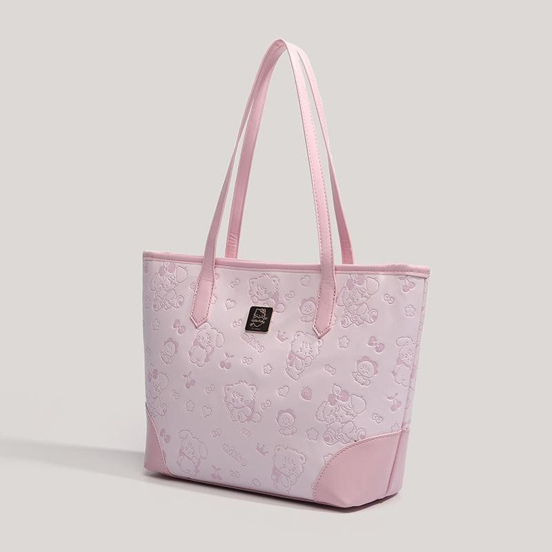 Cute girl pink print tote bag women's new high-value versatile student commuting to class shoulder