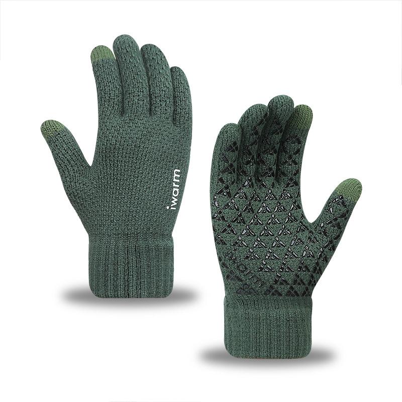 Men'S And Women'S Knitted Touch Screen Gloves Winter Outdoor Cold Protection Warm Plush Jacquard Gloves