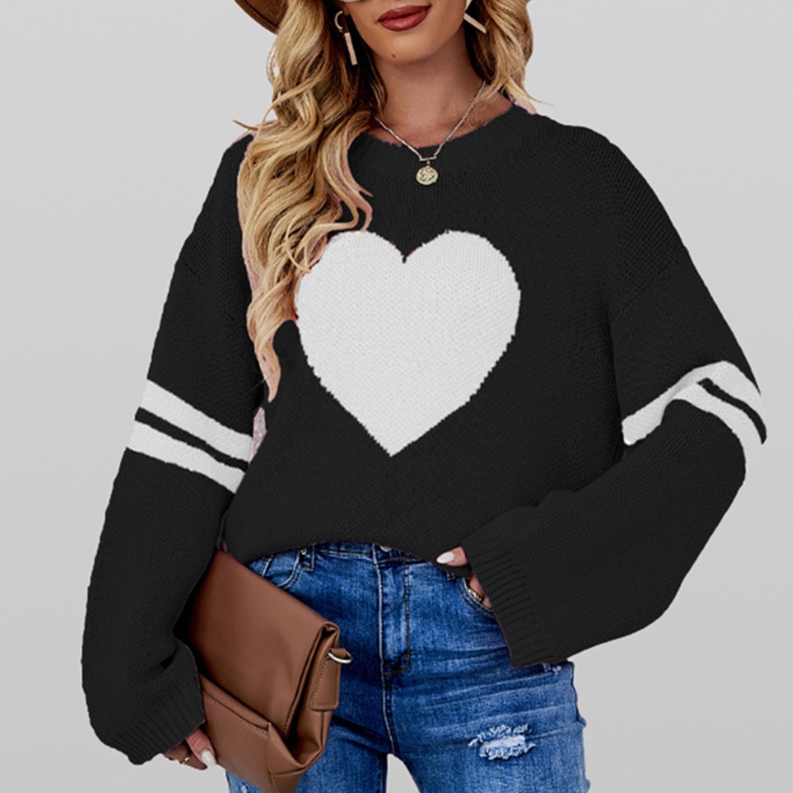 

Женский свободный повседневный свитер с круглым вырезом и длинными рукавами, модный свитер с длинными рукавами M чёрный