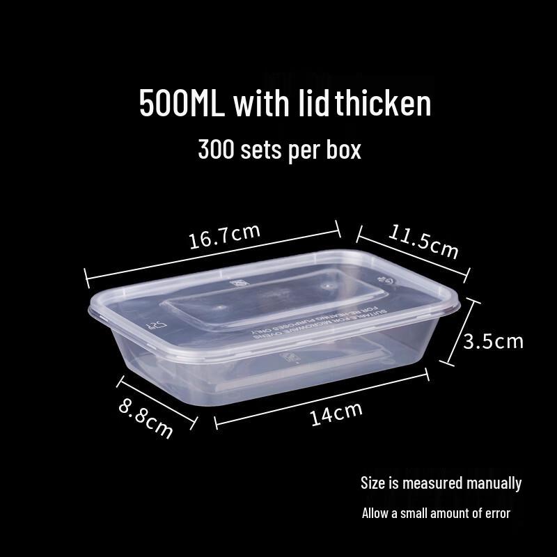 500ml Prostokątny Jednorazowy Plastikowy Pojemnik na Żywność