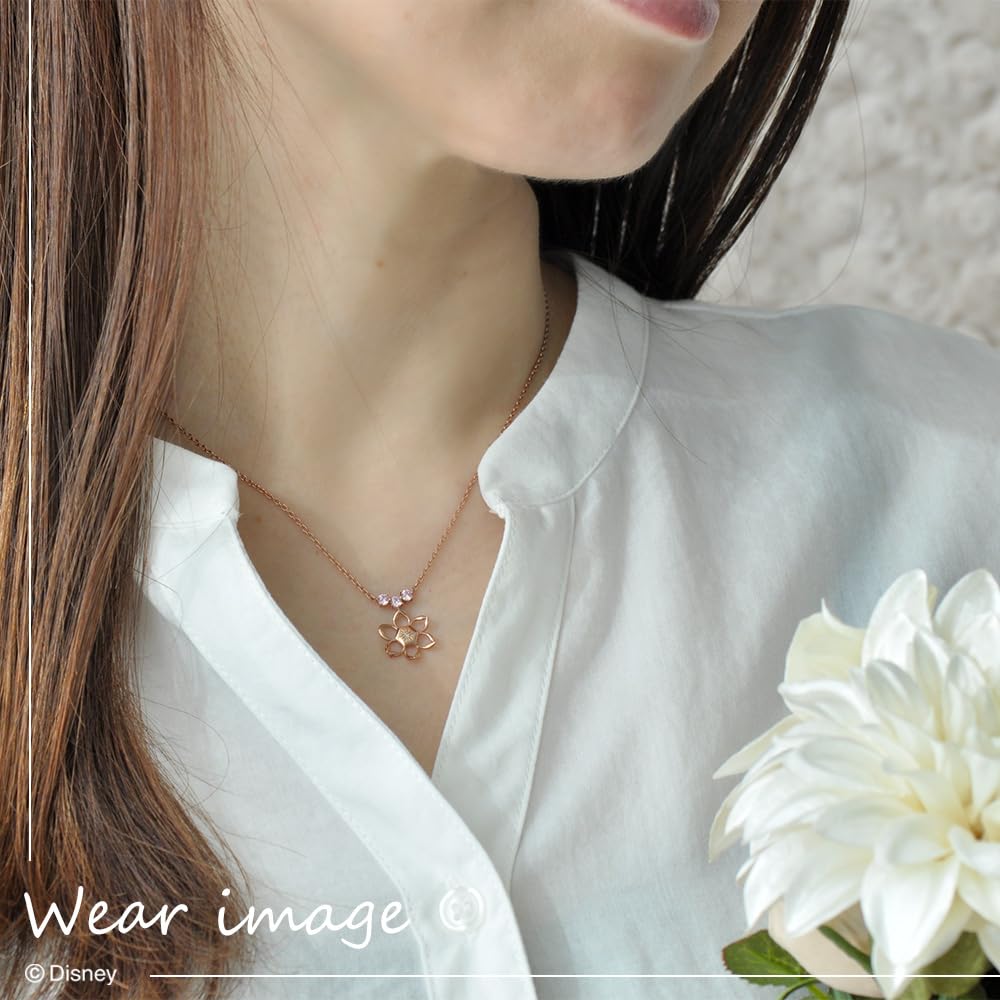 Frosset sølv anheng Halskjede Rosa gullbelagt diamant Cubic Zirconia [Disney] (VPCDS20304)