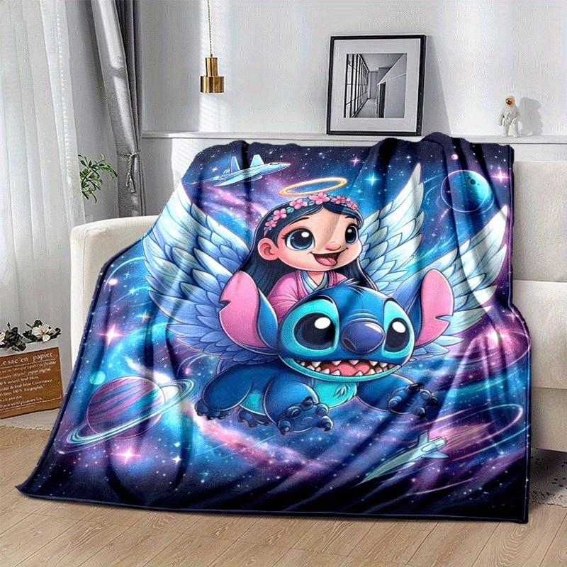 1pc Stitch Printing Blanket - Soft, All-Season Throw for Office Blanket, Car, Travel