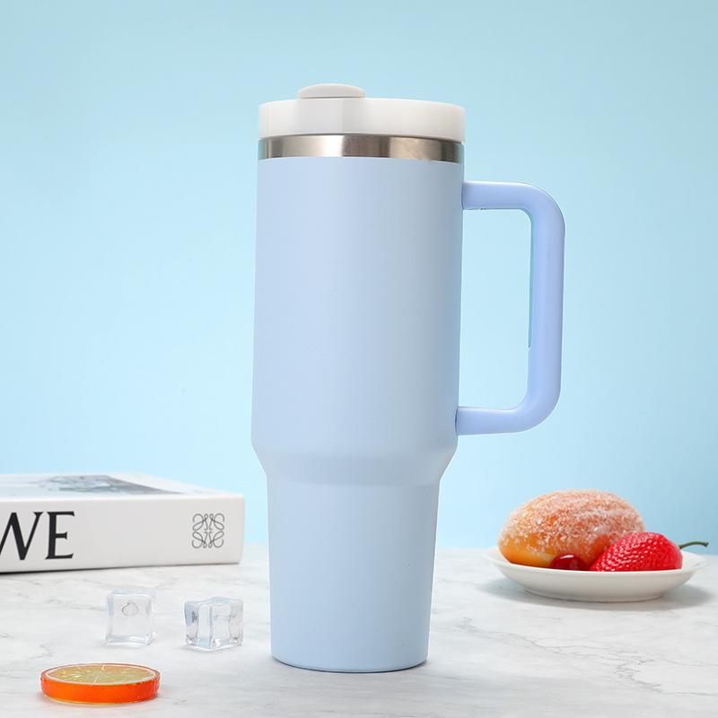 40oz Stainless Steel Car Cup Large Capacity Water Cup with Handle and Straw Double-walled Insulated Travel Mug Holiday Gifts