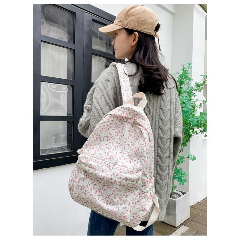 School Bag For Girls College Style Small Floral Print Backpack Printed Middle School Student Backpack