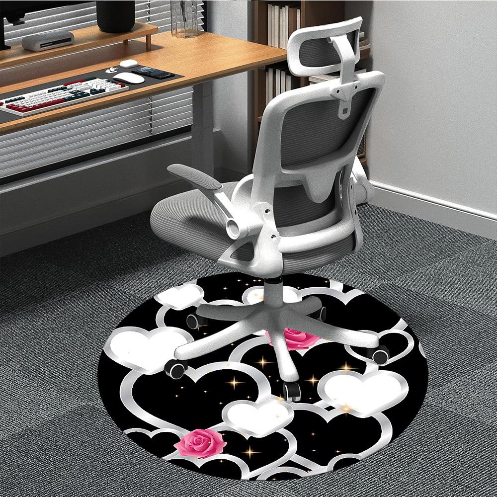 1pc Love Hearts Chair Carpet for Office, Indoor Non Slip Washable Polyester Fiber Carpet,