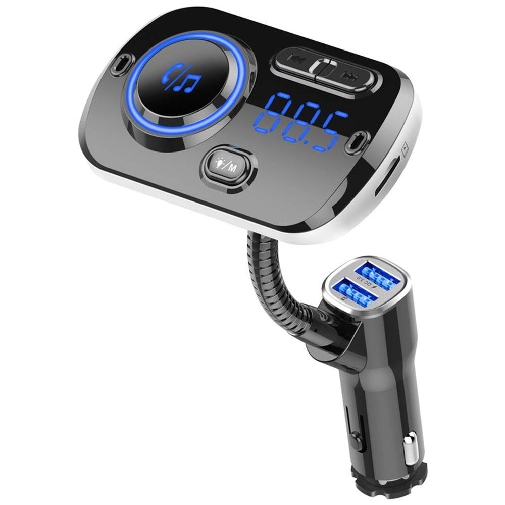 FM Transmitter, Bluetooth 5.0, Car FM Transmitter, Compatible with Siri & Google Assistant, 7