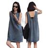 Retro French Sleeveless Backless Denim Dress - 2026 Women's Summer Loose Slimming Short Skirt