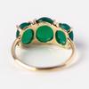 Green Onyx 3 Stone Ring – Oval Cabochon Gemstone Ring In Gold Plated Band, Vintage Style Statement Jewelry Gift for Women