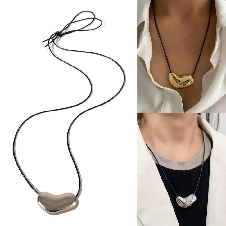 Fashionable Swirl Pendant Leather Rope Necklace Multipurpose Adjustable Length for Personalize Trendy Adults Daily Use