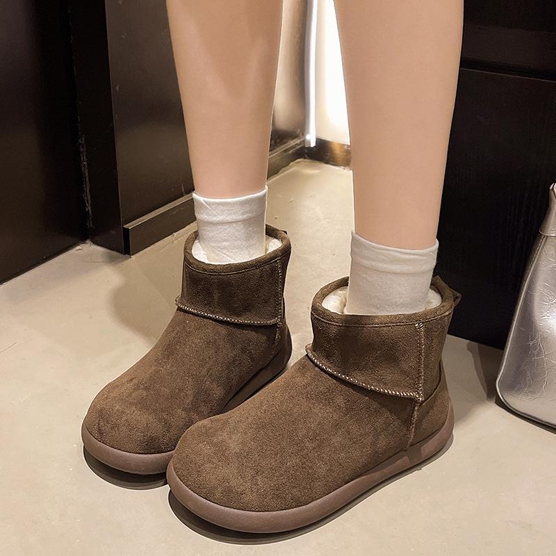 Women's Fur One Thick Bottom Heightening Winter Lightweight Padded Warm Snow Boots Non-slip Wear Casual Sneakers Fur Cotton Shoes