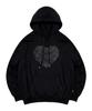 Vintage Heart Lettering Print Hoodie Black