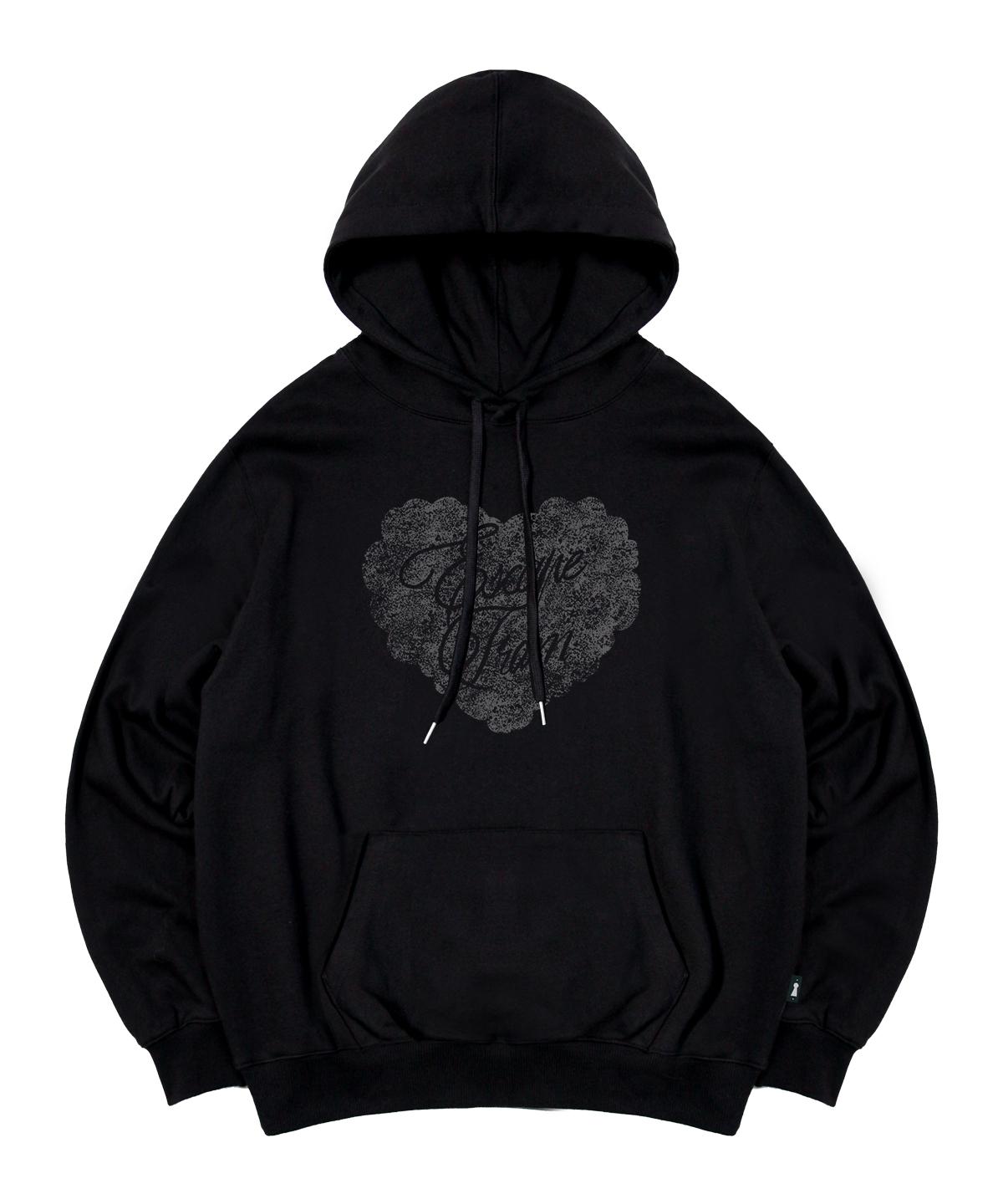 Escape From Vintage Heart Lettering Print Hoodie Black M