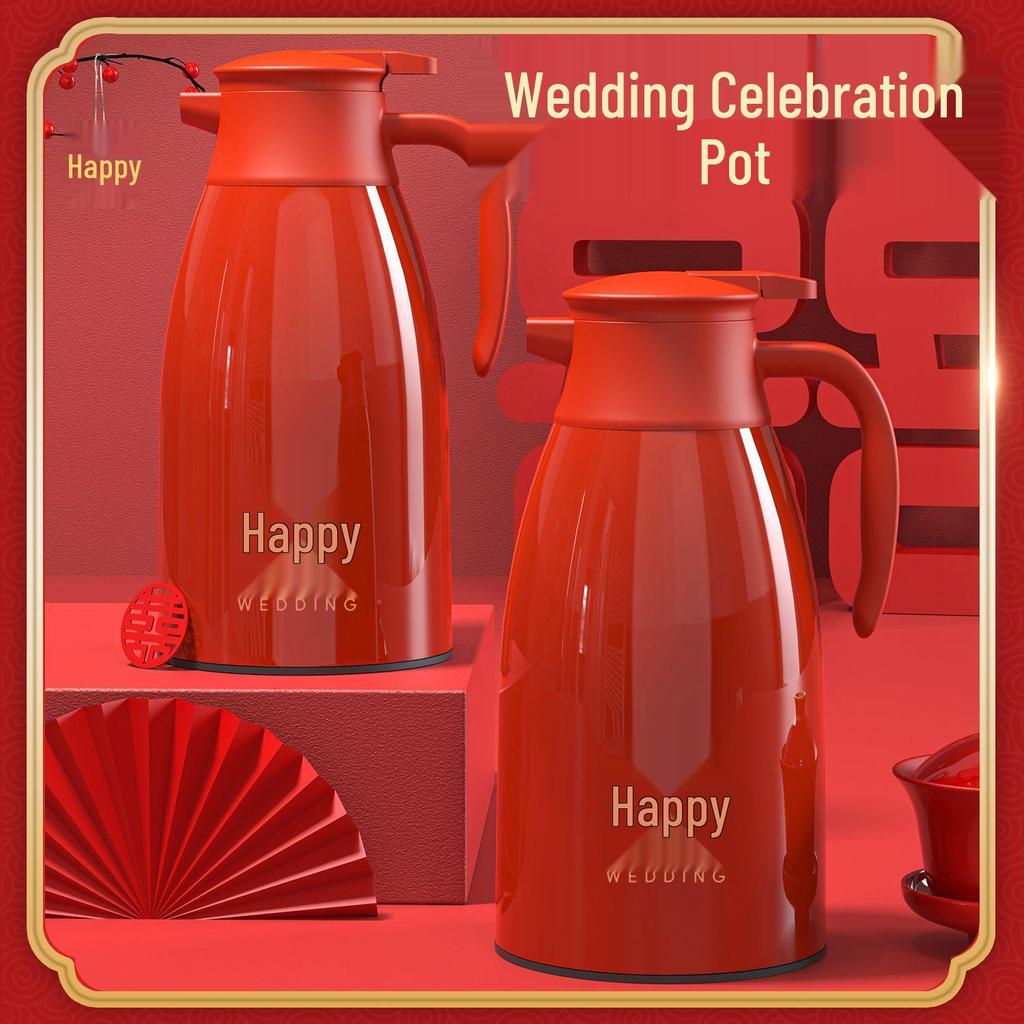 Wedding Joy Red Thermos Set - Warm Pot Pair in Gift Box