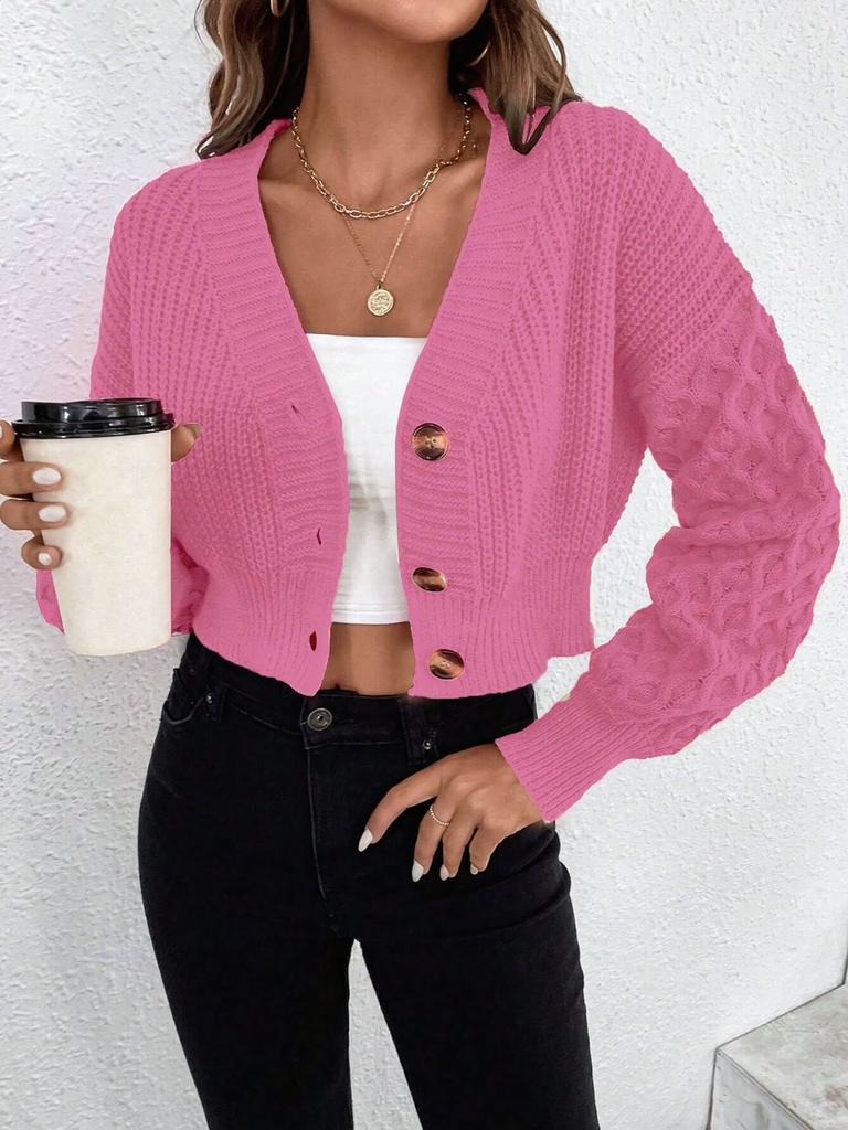 Women's Wool Cardigan Sweater Spring/Autumn Outerwear V-Neck Solid Color Design Oversized Knit Open-Front Cardigan