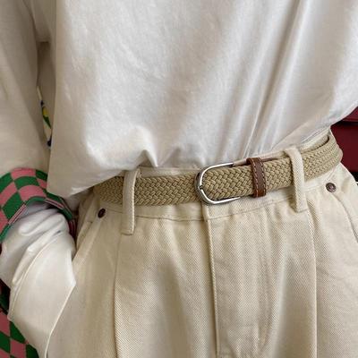 Trendy Double G Fabric Men's Belt - Versatile Korean Style Leather for Youth and Students