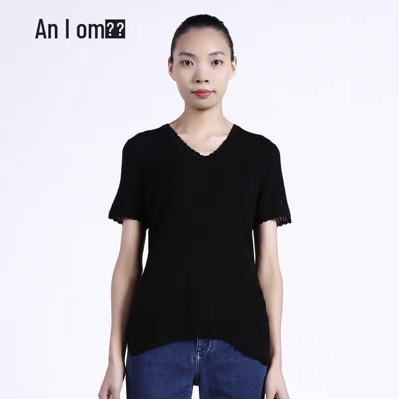 Anlom Women's Silk Blend Short Sleeve Round Neck Knit Top