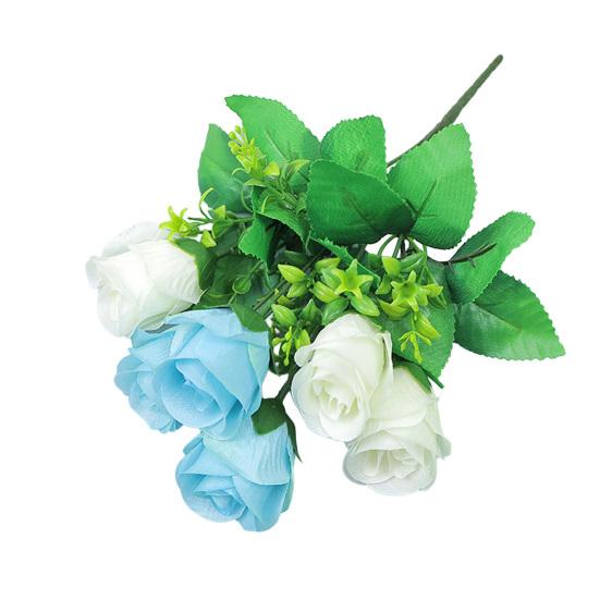 Искусственный цветок розы 6 головок Искусственная шелковая цветочная композиция Реалистичный букет роз с длинным стеблем для свадебного букета День святого Валентина годовщина C