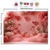 2D flat 1pc pink floral heart balloon wreath background, Valentine's Day, Mother's Day, graduation ceremony, wedding