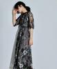 Niana Flower Embroidery Party Wedding Embroidered Size L Dress, Dress, Dress, Lace, Black,