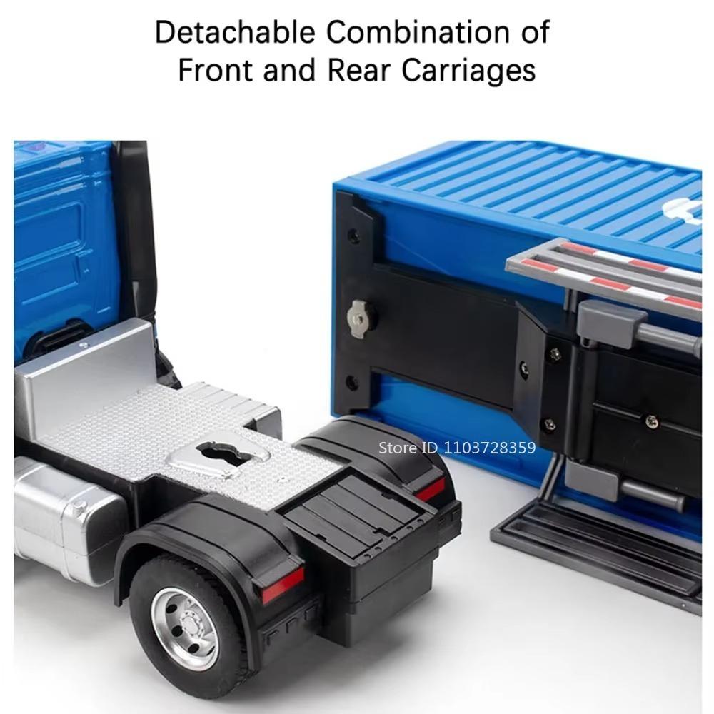 1:24 Container Truck Model Miniature Toys Alloy Diecast Dump Truck Tanker Vehicle Models Sound Light Doors Opened for Kids Gifts
