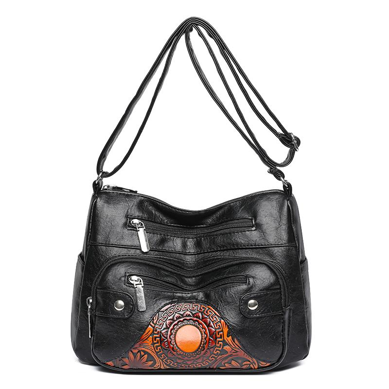 Women's Soft Leather Middle-aged Mother Bag Large Capacity Shoulder Crossbody Bag