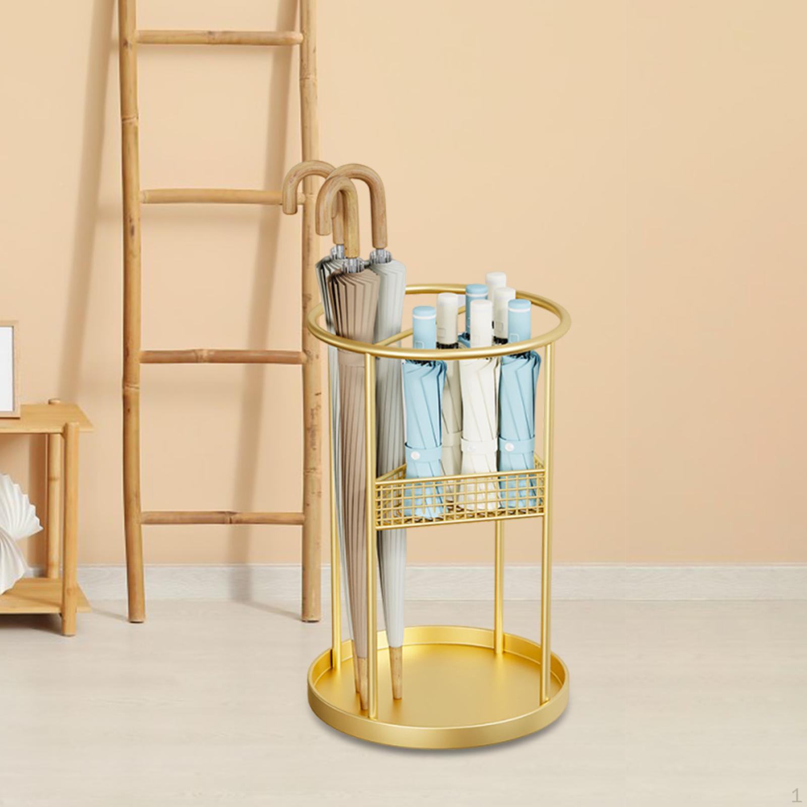 

Компактная подставка-бочка для зонтов, для тростей и бытового использования золотой