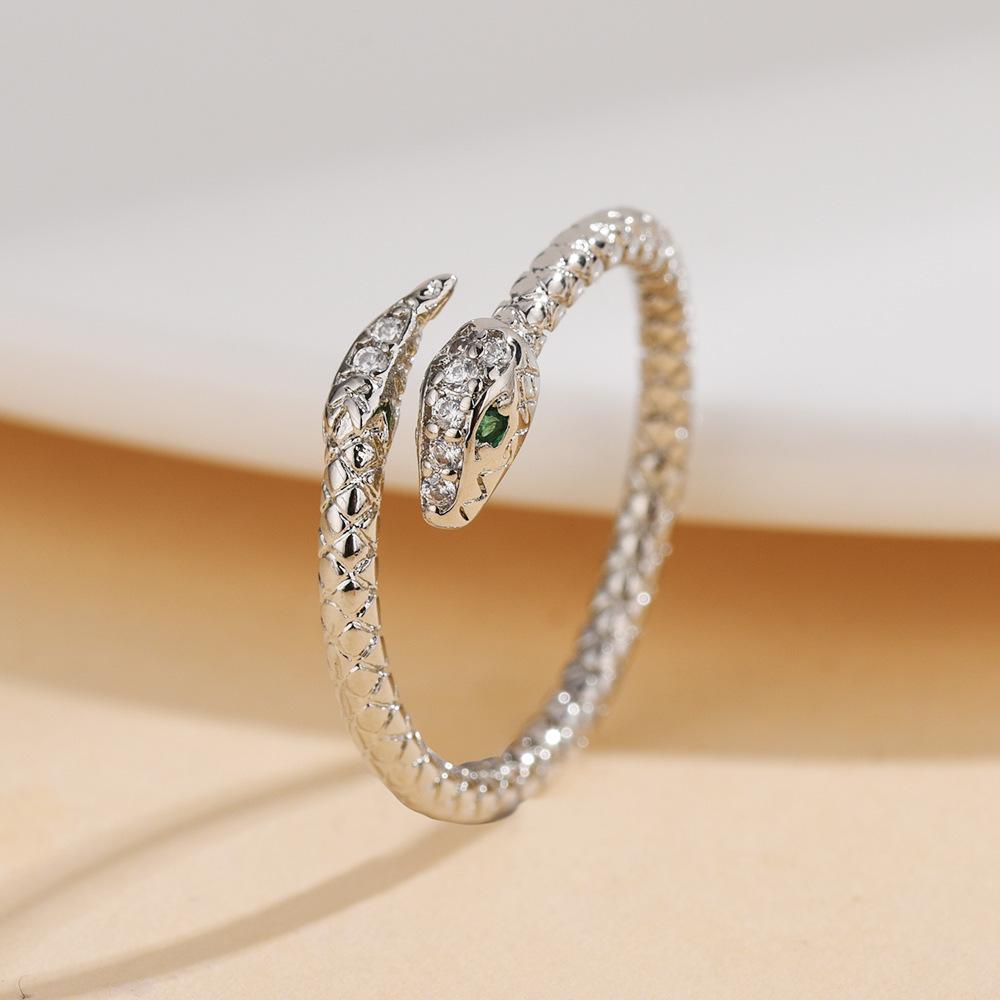 European and American Jewelry Cold Style High-end Snake Adjustable Ring for Women