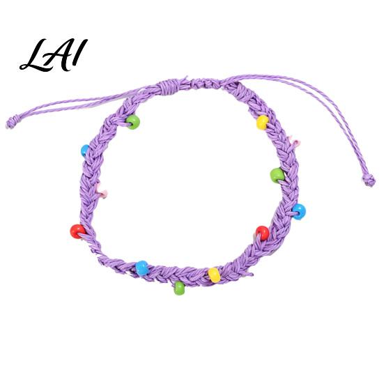 Adjustable Knot Bracelets for Girls Handmade Braided Bracelet Women Bohemian Woven Wrist Rope Durable Cord Daily Wear with Colorful Rice Beads,
