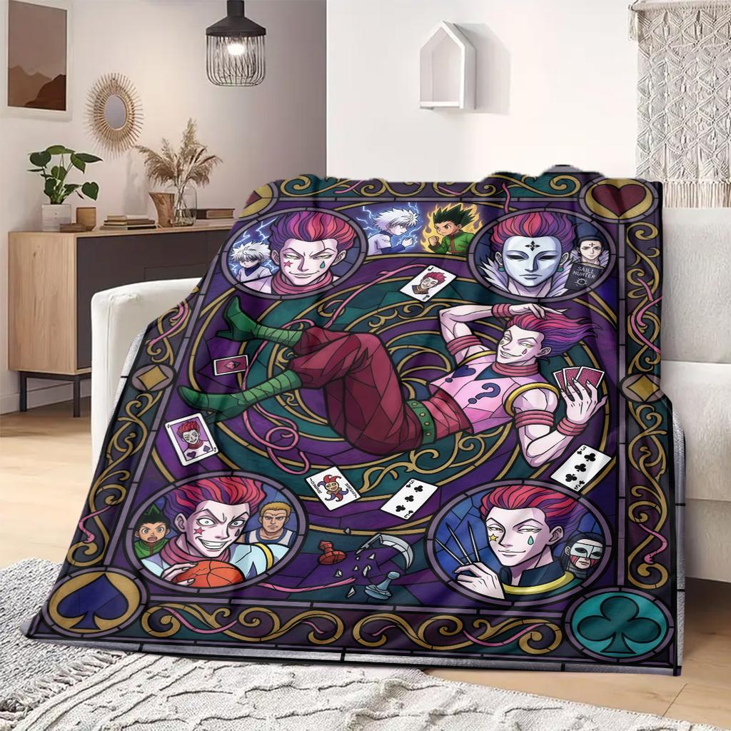 Hunter Anime Print Blanket Warm Comfortable Flannel Blanket Suitable for Bedrooms, Sofas, Beds, Chairs, Picnics, Travel