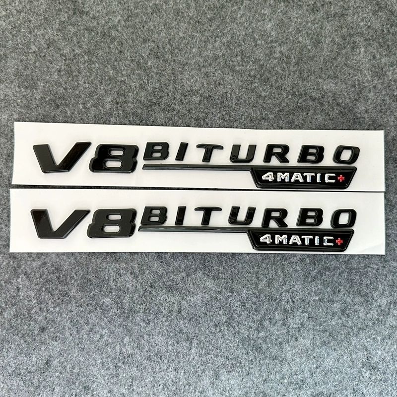 2Pcs V8 Biturbo 4matic Car Fender Side Emblem Logo Badge For C63S W205 E63S W213 S63 W222 GLC63S X253 GLE63S W167 AMG Accessories