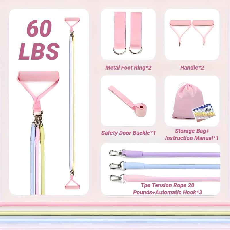 Многофункциональный эспандер для фитнеса, тренажер для растяжки живота в домашних условиях, набор для пилатеса, цвет макарон