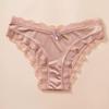 Lace Splicing Skin-Friendly Women's Ice Silk Briefs with Bow