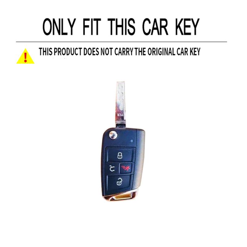 Leather Car Key Case For Vw Volkswagen Golf Vii Mk7 Gti Jetta 4 Buttons Flip Keychain Hoder Remote Control Fobs Protector Cover